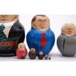 Матрешка российские политики Путин, Медведев, Ельцин и другие, высота 12см