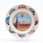 Сувенирная керамическая белая тарелка - Московский Кремль2 19,5см